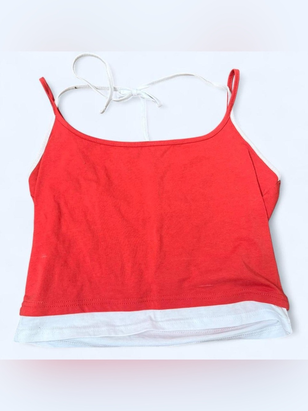 Tilly's Red & White Cropped Tank Top